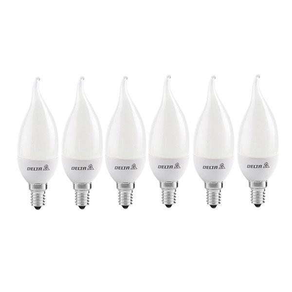 لامپ کم مصرف 11 وات دلتا طرح اشک پایه E14 بسته 6 عددی